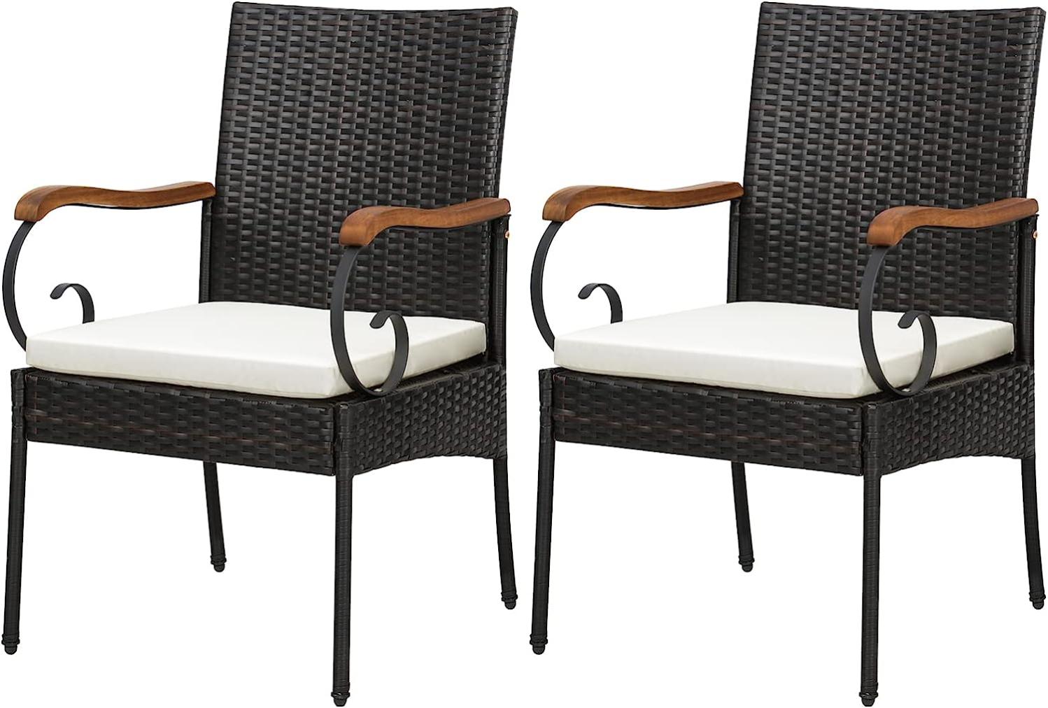 Fauteuil de Jardin Éxterieur Lot de 2 avec Coussins, Hauteur d'Assise