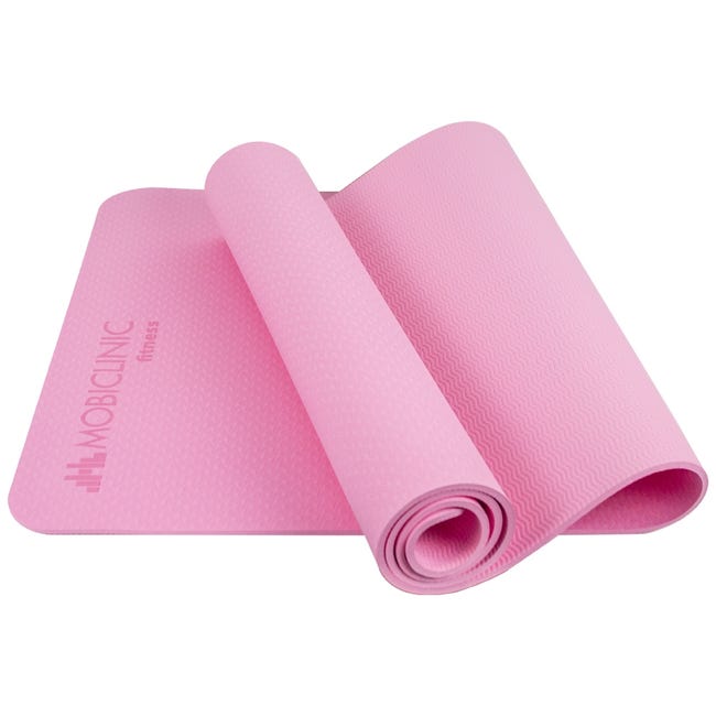 Mobiclinic tappetino per yoga con cinghia di trasporto spessore 6 mm  antiscivolo eco-compatibile flessibile rosa