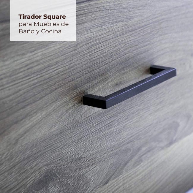 Tirador Square - Negro - para Muebles de Baño y Cocina - 128 mm - Furnipart