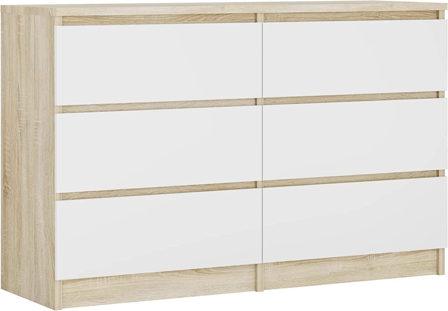 Cassettone in stile scandinavo da 120 cm con sei cassetti, Colore