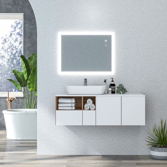 kleankin Miroir de salle de bain LED miroir mural miroir rond