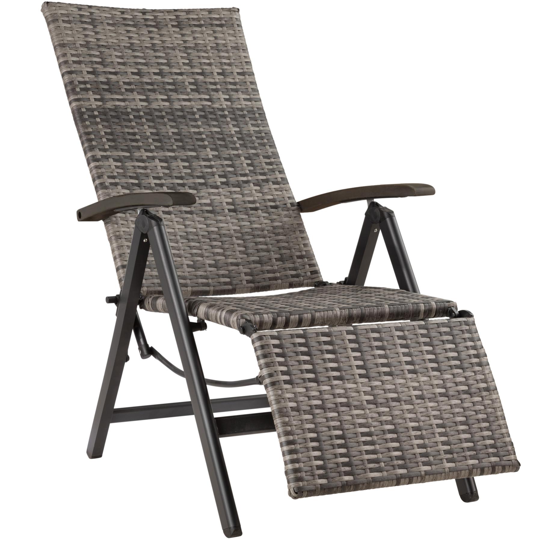 Tectake Sedia in rattan Brisbane pieghevole con telaio in alluminio e