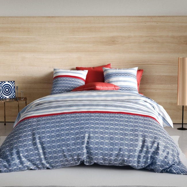 Housse de couette 240x260 2 taies - Pur coton 57 fils - Palme Housse de couette 240x260 2 taies - Pur coton 57 fils - Palme