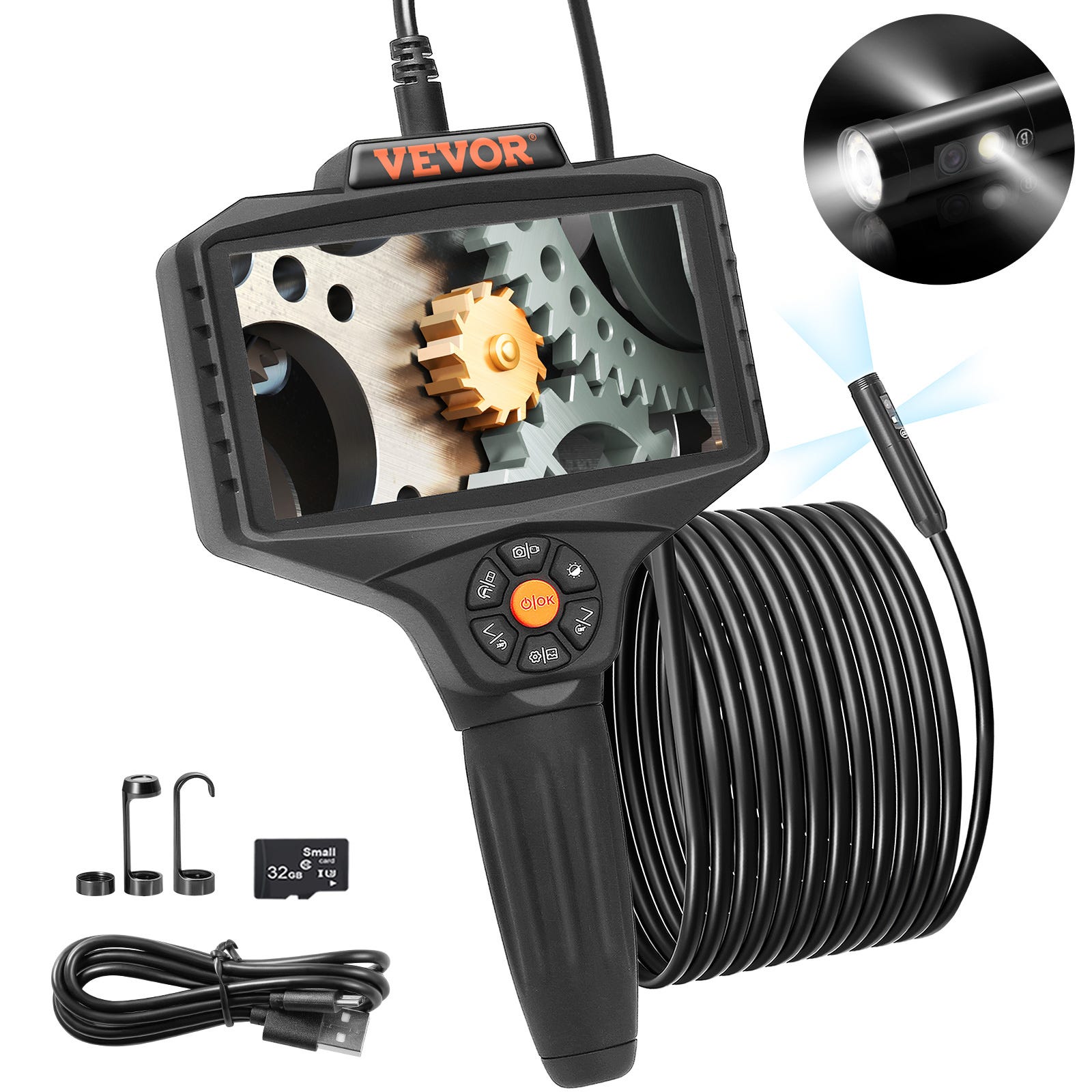 HURRISE Caméra endoscope avec lumière Caméra endoscope avec 8