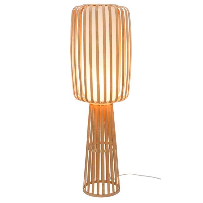 Lampe de salon moderne Nias 120cm bambou naturel compatible LED