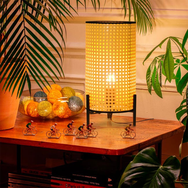 Lampe design Bali cannage naturel compatible LED