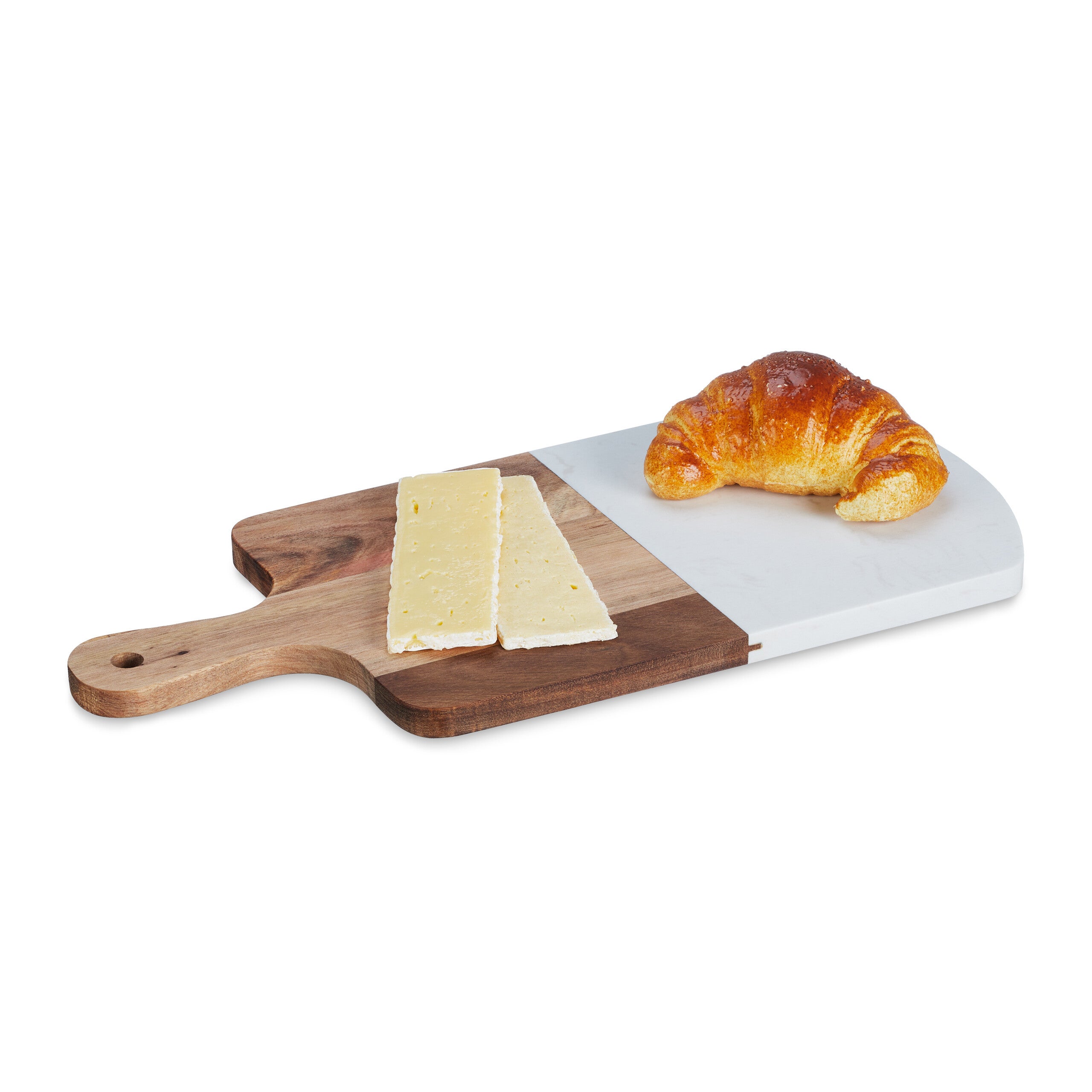 Relaxdays Tagliere in Legno e Marmo, Asse da Cucina, HLP: 1,5x38x18 cm, per  Salumi e Formaggi, Marrone Naturale Bianco