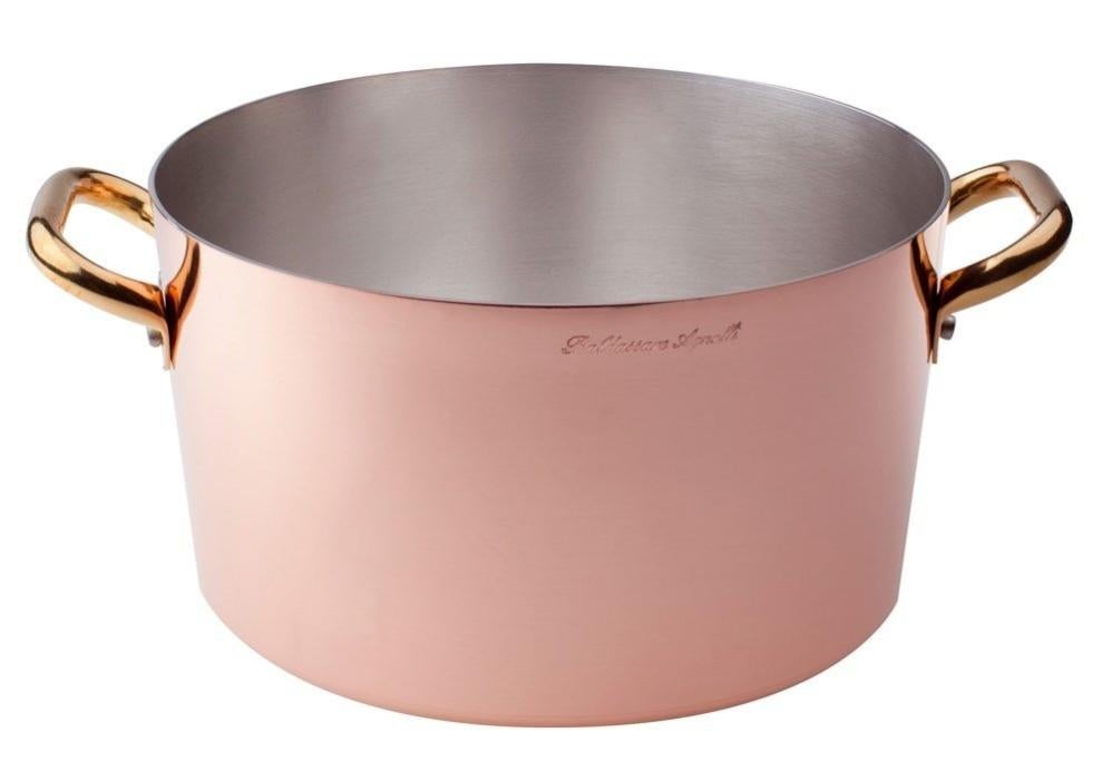Pentole Agnelli Casseruola Alta In Rame Stagnato 28 Cm | Adatta A Induzione, 9L, Made In Italy Dal 1907 - 4