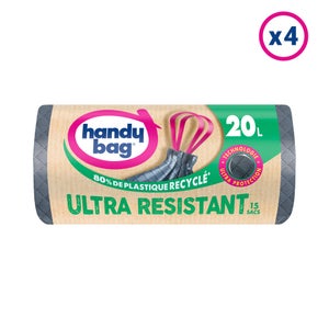 4x10 Sacs Poubelle 50L à lien pratique Ultra Résistant Handy-Bag