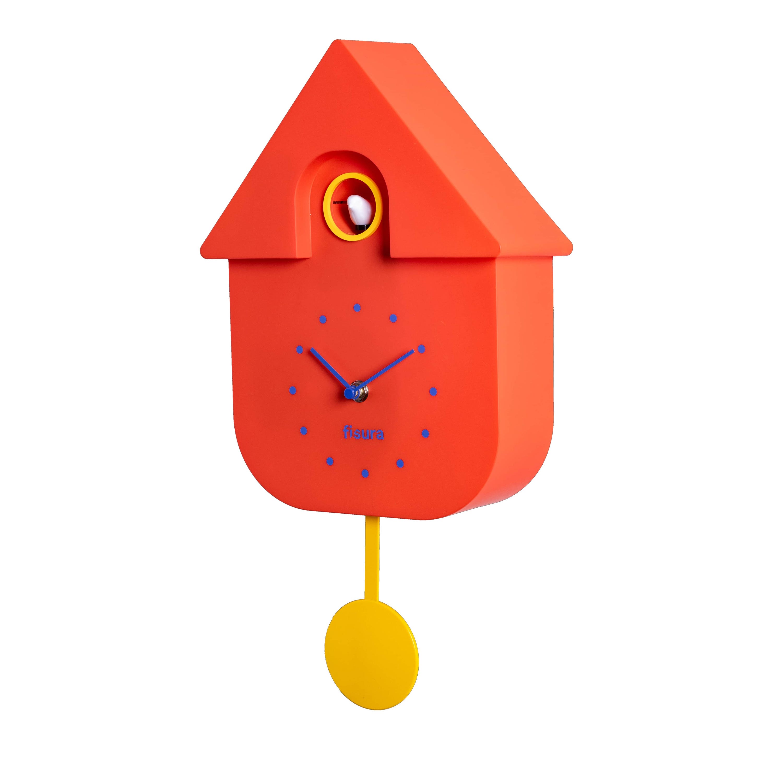 Fisura - Reloj de cuco rojo con dial azul. Reloj pared original para  regalo. 3 Pilas AA no incluidas. Medidas: 21,5 x 8 x 41,5. Plástico ABS.