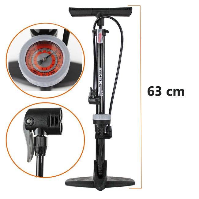 Pompe à vélo avec manomètre - affichage digital - Zwart