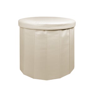 Pouf- contenitore in ecopelle, colore bianco, cm 84 x 49 x 44