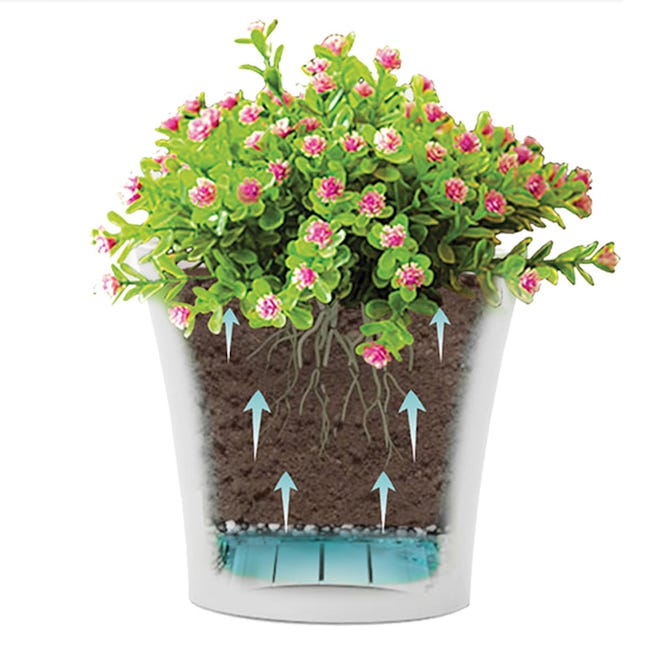 Vaso autoirrigante ARTE per piante d'appartamento di Santino®, dimensioni:  0,6l, colore: bianco - nero