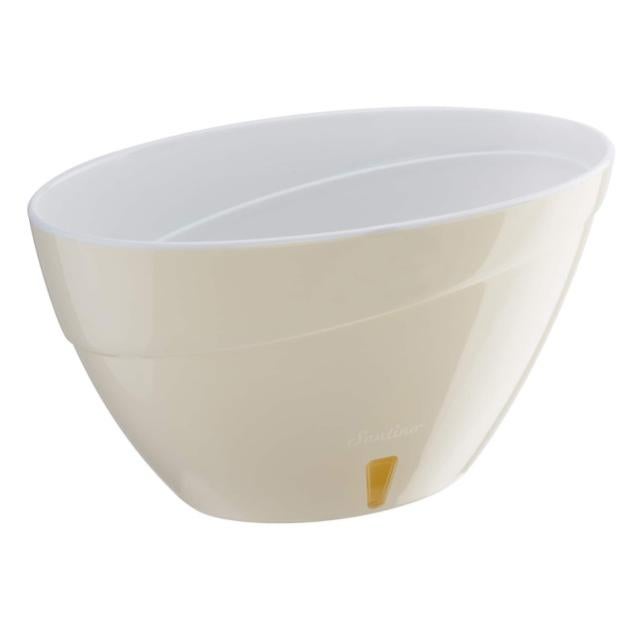 Santino ASTI Vaso da Fiori Autoirrigante con Indicatore del Livello Dell' acqua, Rotondo, per Impianti, Fiori, Erbe ( 23,5 cm, altezza 18 cm, 6 L, Bianco/Nero