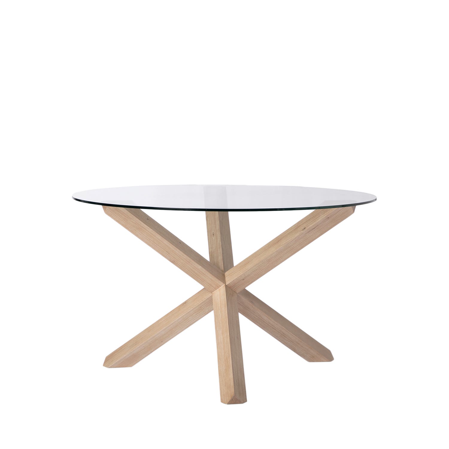 Mesa de comedor redonda Ø120 lacada en blanco y madera maciza Isak