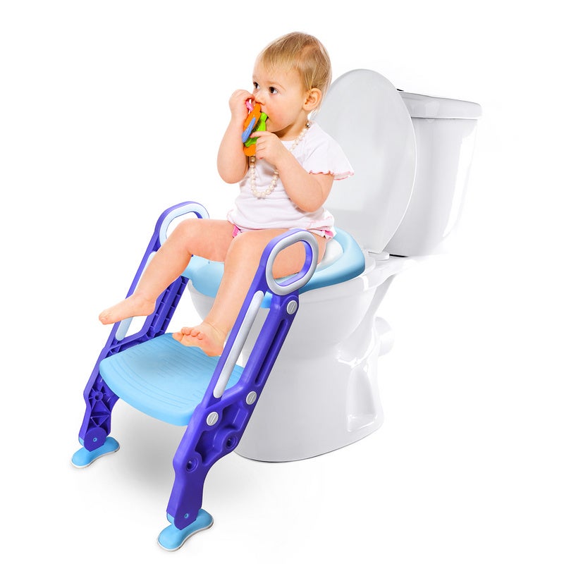 Siège de Toilette Enfant Pliable et Réglable, Reducteur de Toilette Bébé  avec Marches Larges, Lunette de Toilette