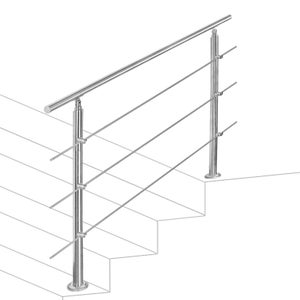 VEVOR Rampe d'escalier 6 Pieds, Main Courante pour Escalier Intérieur 200  lbs Barre d'escalier Acier Inoxydable Garde-corps Escalier Extérieur  Support Mural Rampe d'escalier Porche