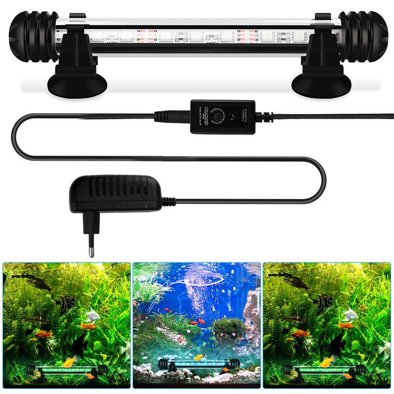 18cm LED Aquarium RVB Éclairage Étanche Fish Tank Lampe Coquillages