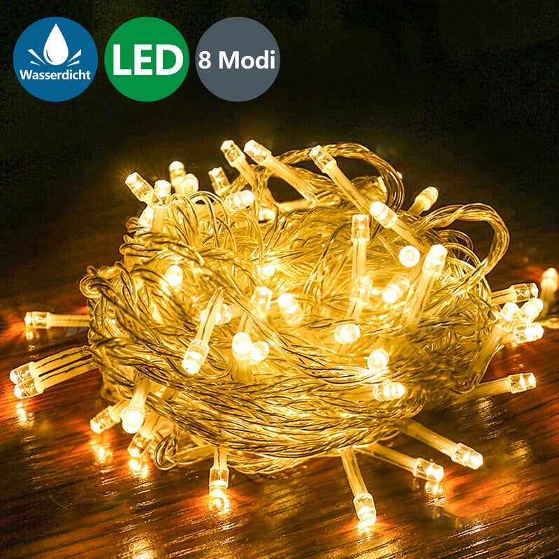 Rideau lumineux extérieur, guirlande lumineuse extérieure 10 M 400 LED, rideau  lumineux intérieur étanche IP44 avec 8 modes, adapté pour Noël, fête (blanc  chaud)