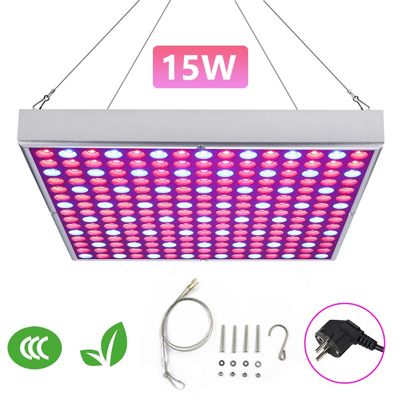 Randaco 15W Lampe Horticole LED Croissance Floraison à 225 LED,Lampe pour  Plante Spectre Complet,Grow Light pour Plantes Fleurs