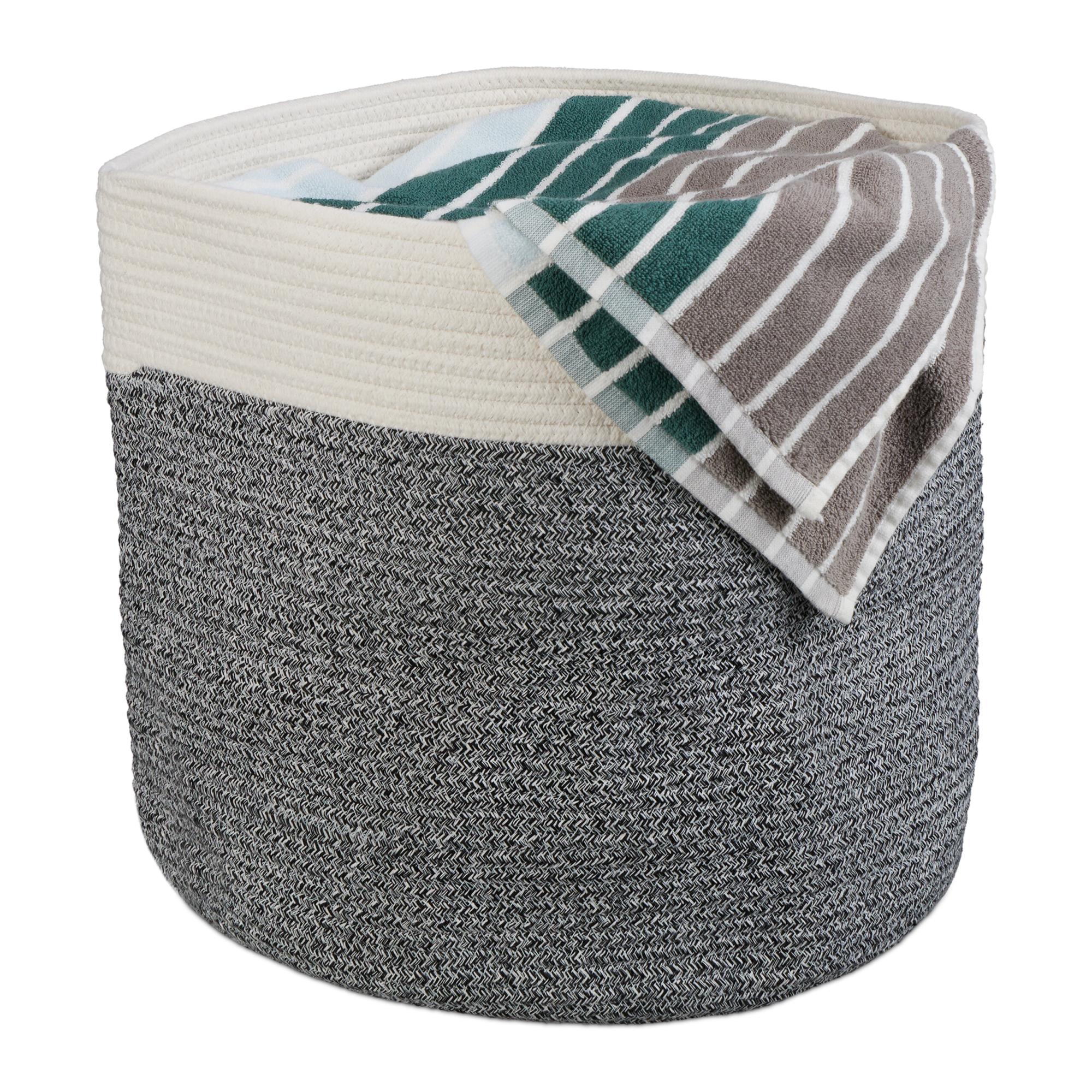 Lot De 2 Paniers Rangement Relaxdays - 31x32x30 Cm - Marron Tressé - Poignées - Pliable - Pour Linge, Jouets, Déco - 7