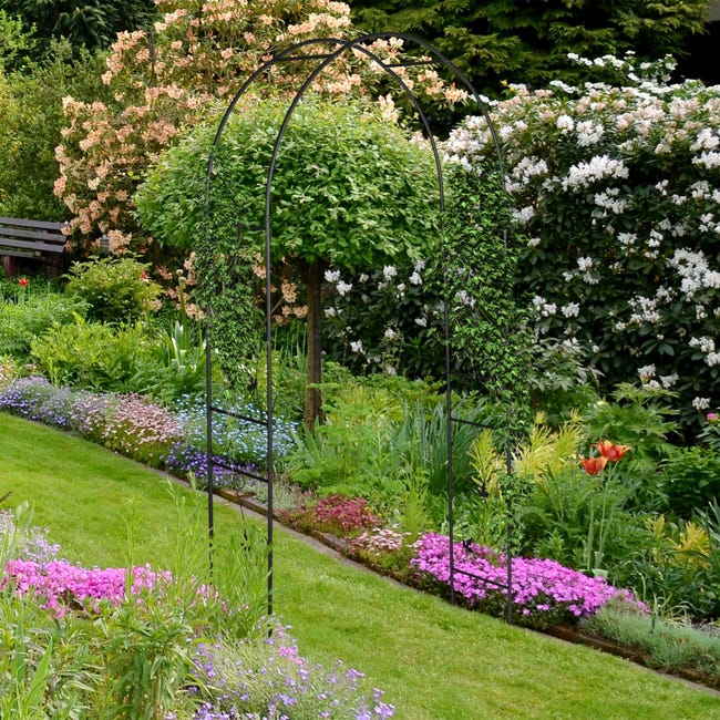 Relaxdays Arche de rosiers en bois XXL, gros Pergola jardin bois, tuteur  jardin résistant, large 230X162X79cm, orange