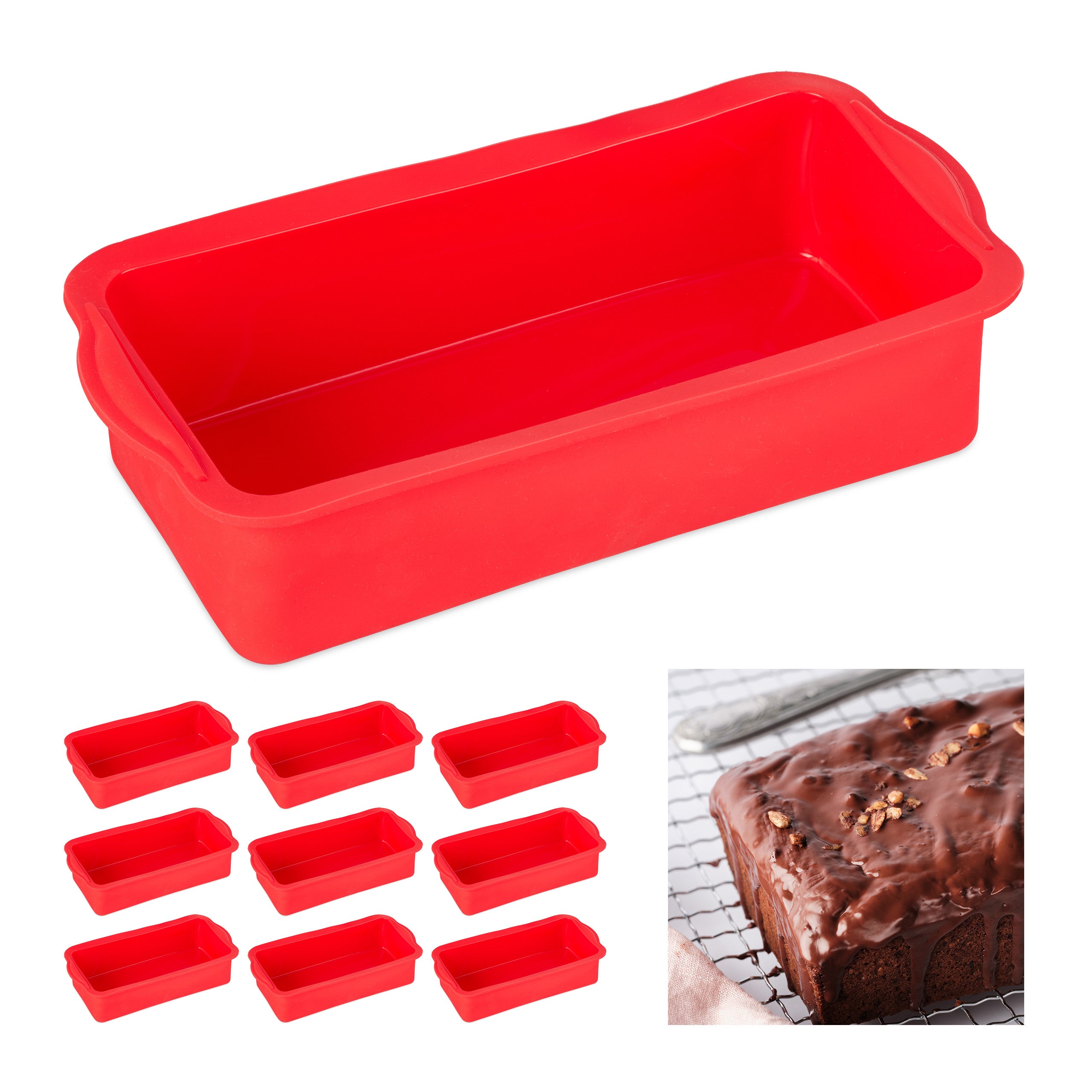 Moule à gâteaux rectangle 28,5 cm, lot de 10, en silicone antiadhésif