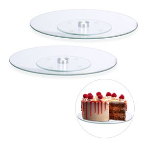 Plateau tournant en verre présentoir à gâteau plat à tarte