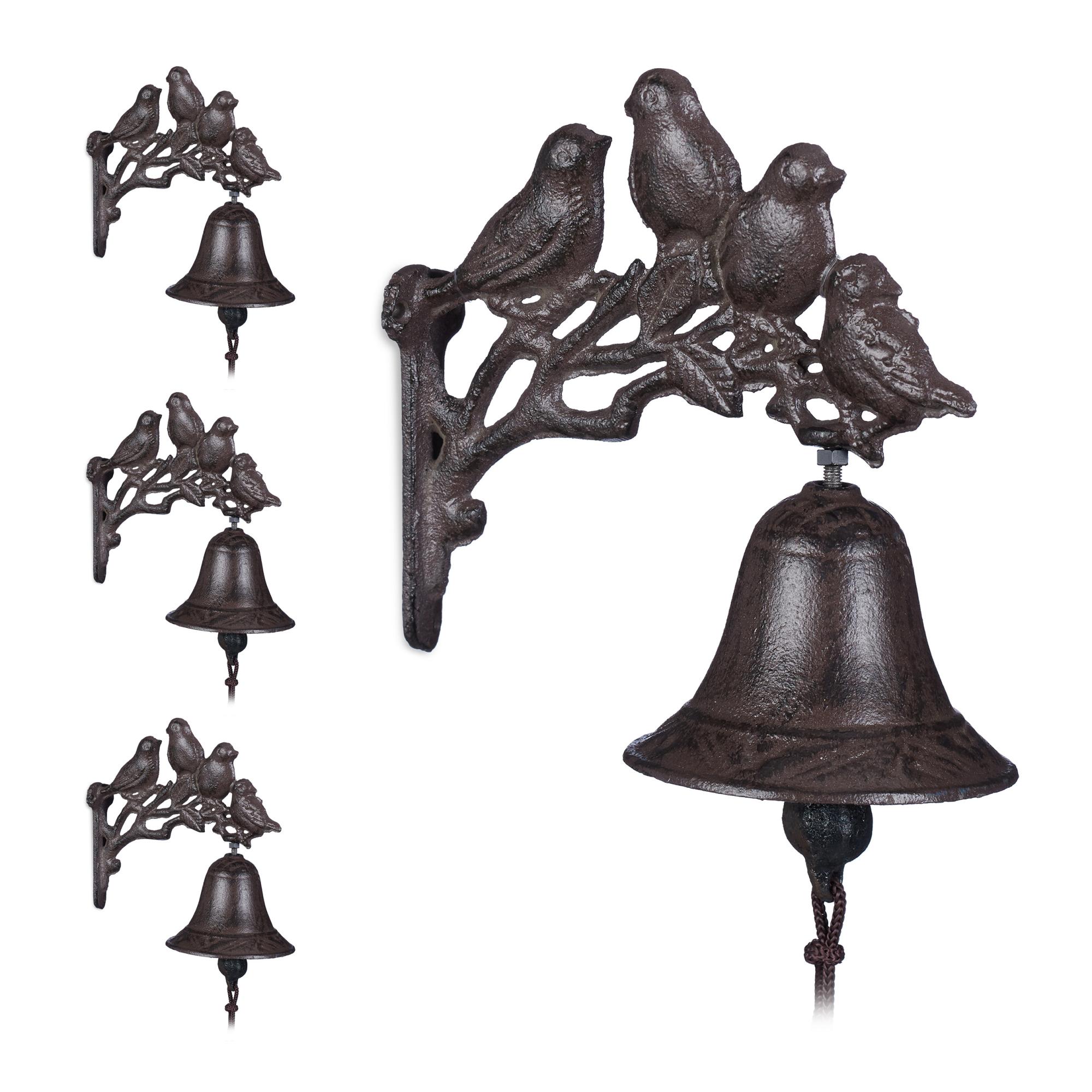 Cloche De Porte En Fonte Avec Oiseau Esschert Design - Blanc 12x14.2x31cm