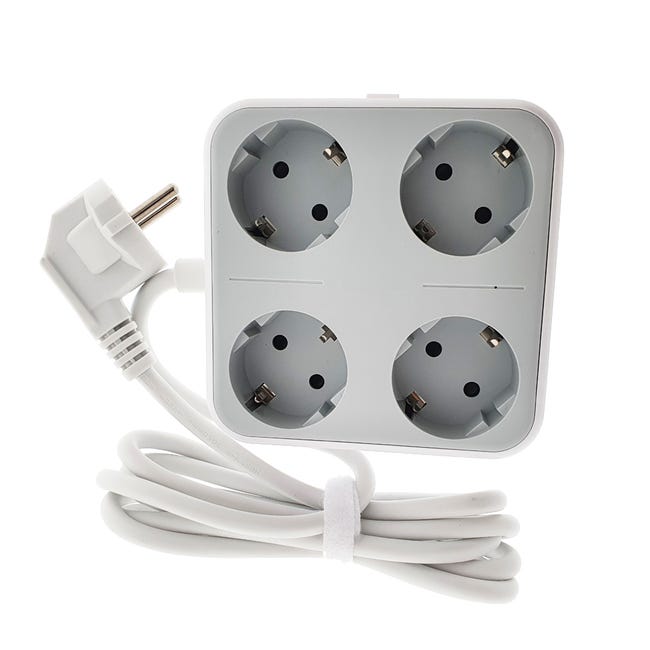 Regleta con 4 tomas schuko 10/16A y 2 tomas USB, sin cable, con  interruptor, blanco, serie Emilia Specialist - Rosi RS8412UB