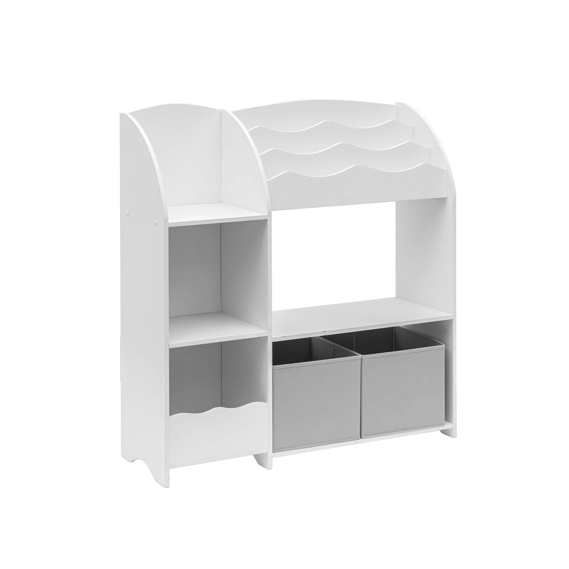 Rebecca Mobili Organizador de Juguetes Mueble Habitación Infantil MDF  Blanco con 2 Cajas 5 Compartimentos