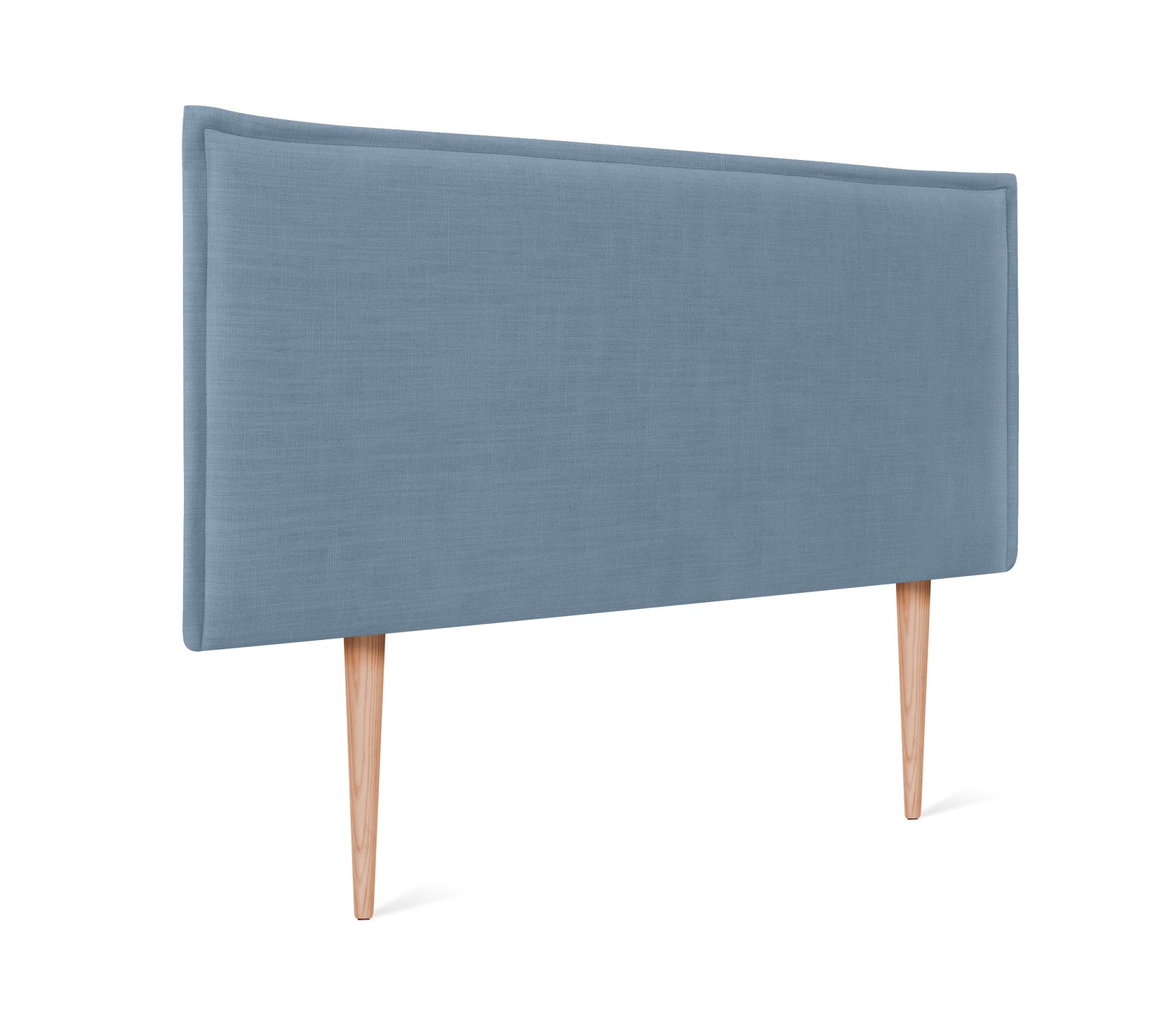 Dhome cabecero de lino natural liso con ribete 95x105cm con patas camas 90 - azul