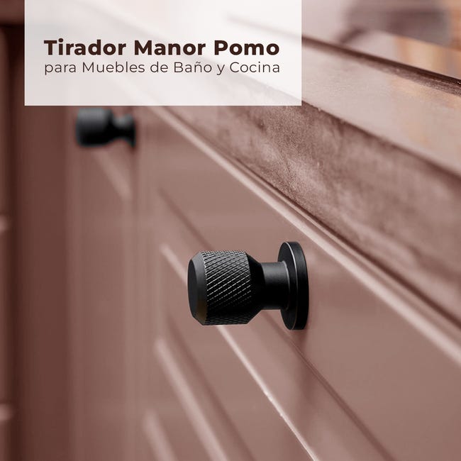 Tirador Manor T - Negro - para Muebles de Baño y Cocina - Harte