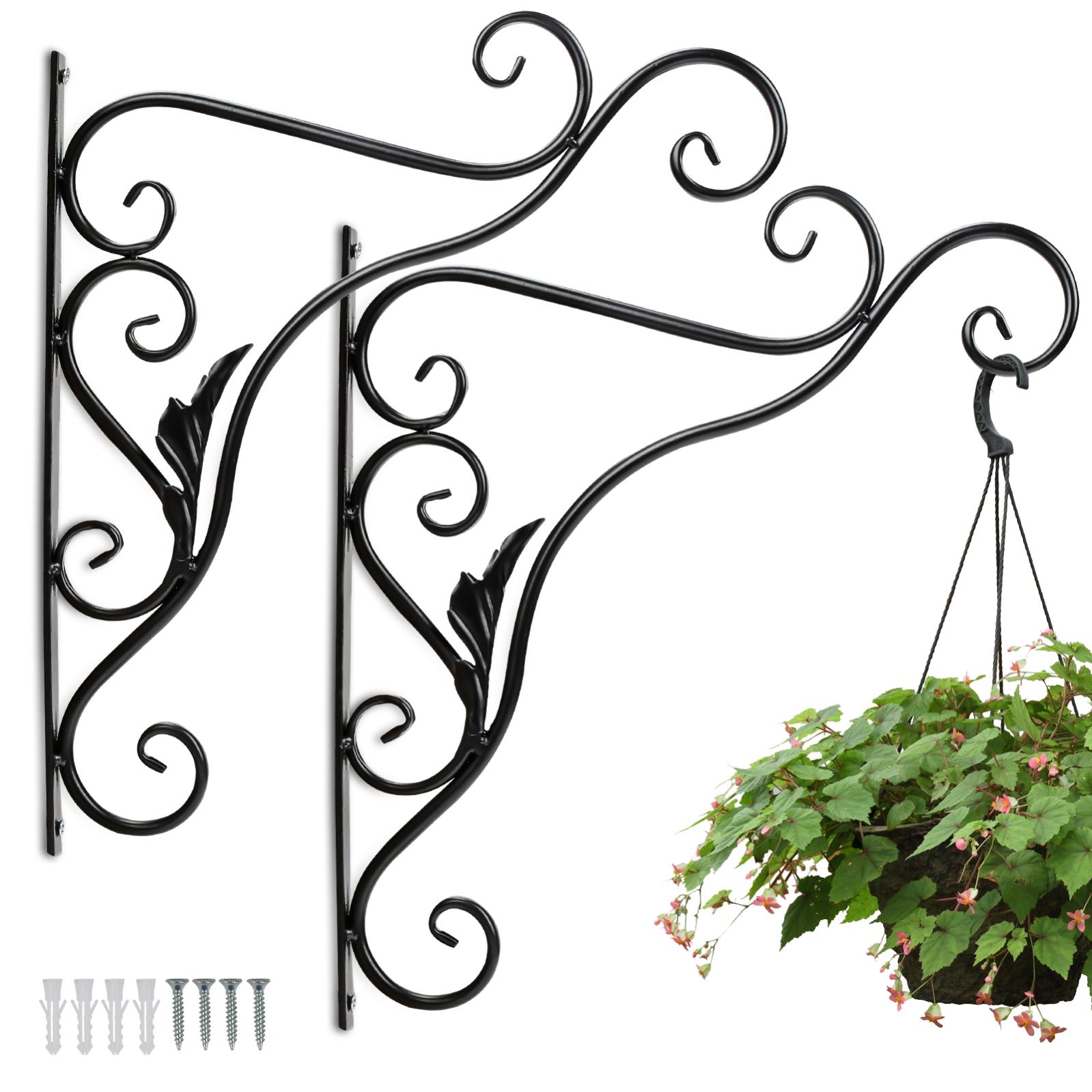 Lot De 2 Supports Muraux Panier Suspendu Extérieur - Design Oiseau Vintage - Fer Antirouille - Pour Plantes, Lanternes, Déco Jardin