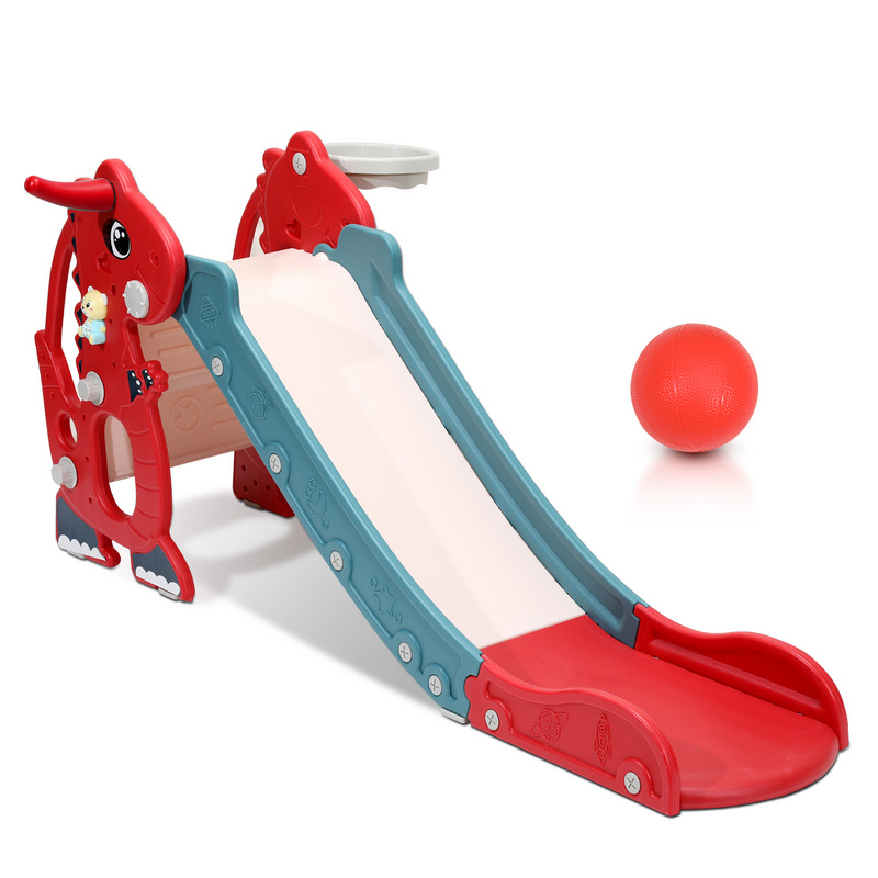 Toboggan pour enfants 4 en 1 Aire de jeux pliable avec panier de basket