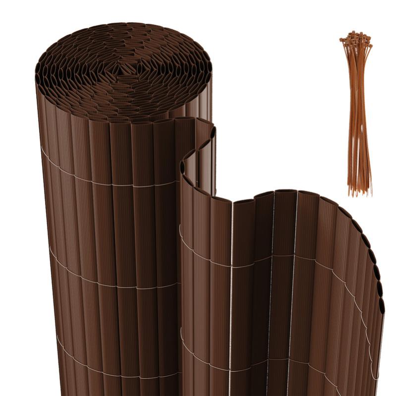 Brise-vue Balcon PVC 80x300cm - Résistant Intempéries - Serre-Câbles Inclus - Marron