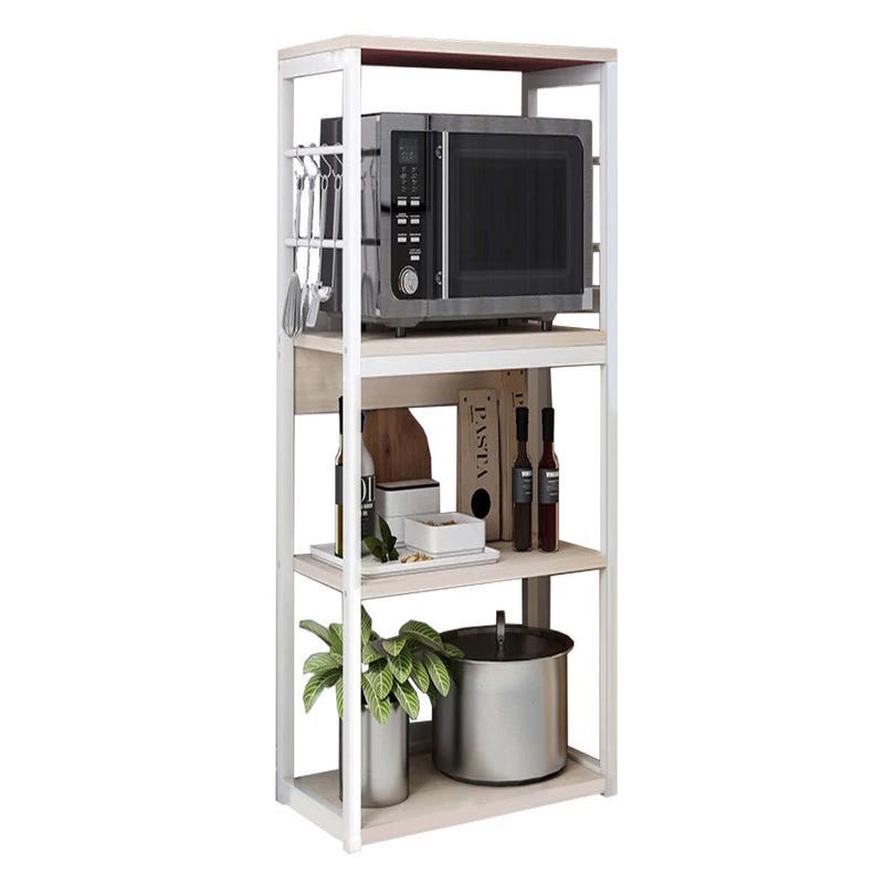 Etagère de cuisine, meuble de cuisine haut avec étagères de rangement,  cadre métallique noir, étagère industrielle pour micro-ondes 60x30x126 cm  Bois