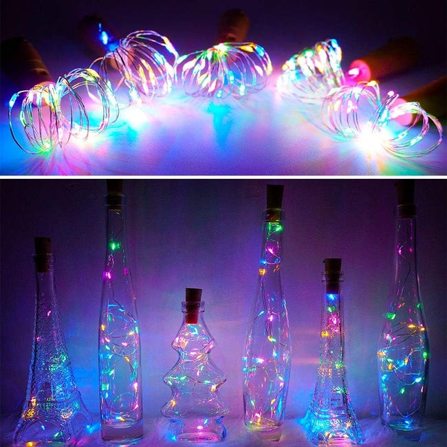 10Pcs bouteilles de vin lumières avec guirlande led liège lumière