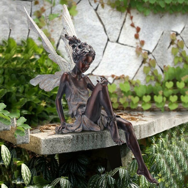 Fleur Fée Ange Sculpture Jardin Ornements Miniatures Tudor Turek Assis  Statue Résine Aménagement Paysager Figurines, 22*11*9 cm
