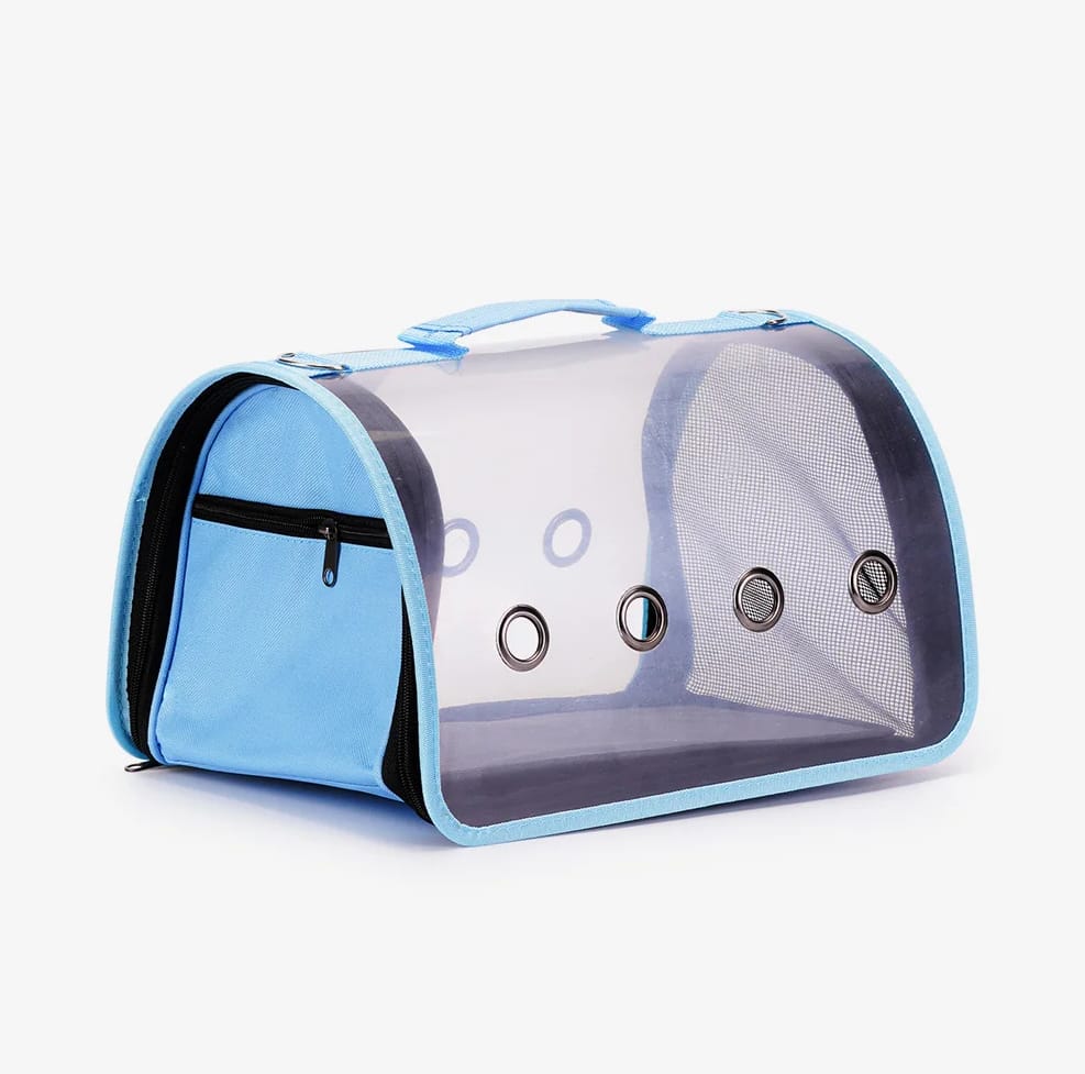 Transportin Perro Gato Bolsa Transporte Transparente Transpirable para Mascotas Portatil Ventilado para Cachorros Azul 27x28x49cm Leroy Merlin