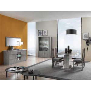 Vitrine design 2 portes collection fanzy. Coloris blanc laqué chêne, idéal  pour une salle a manger unique - Conforama