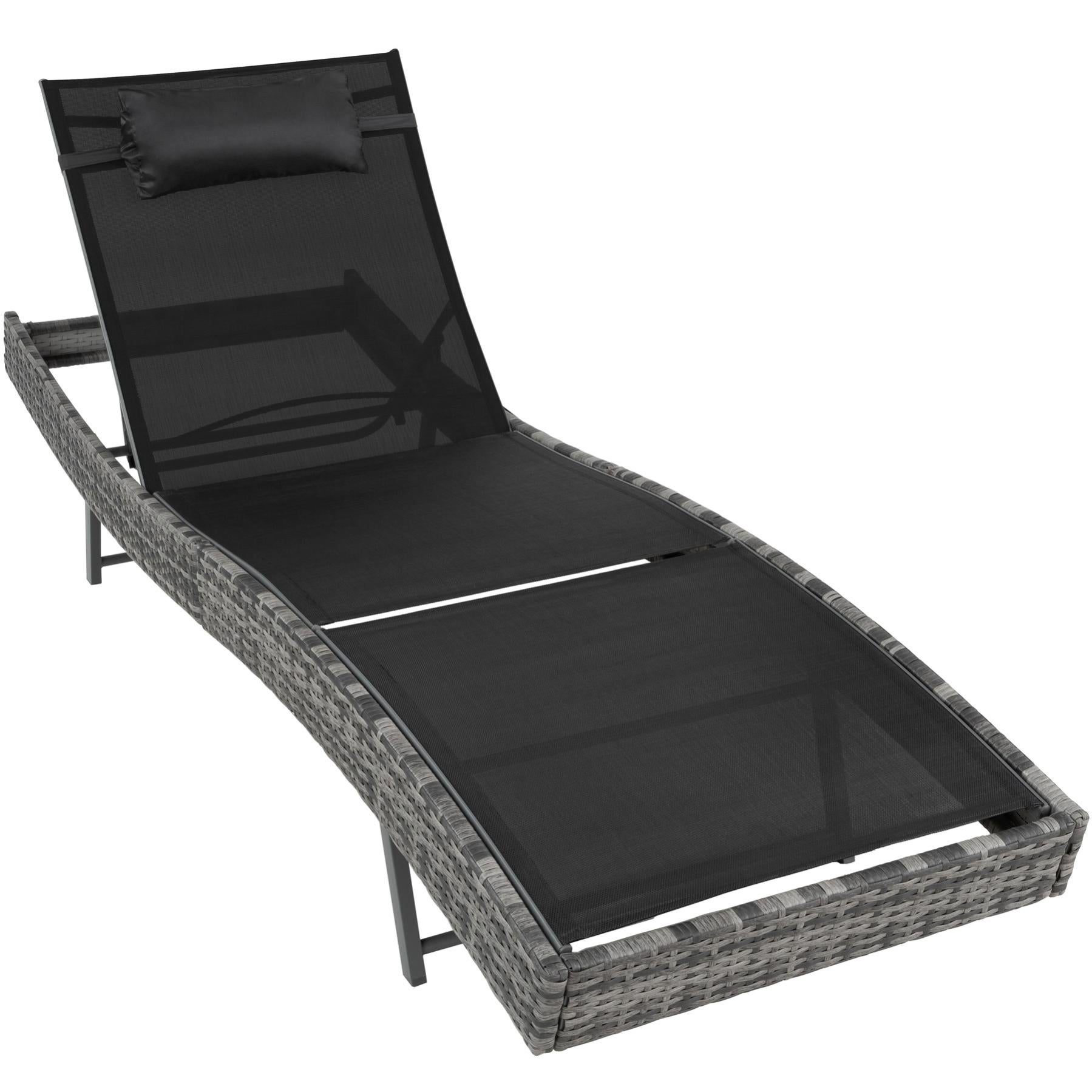 Tectake Chaise longue en rotin Moana gris tacheté Leroy Merlin