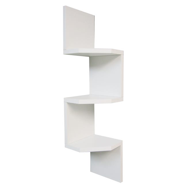 Estantería de esquina estantería de pared en forma de zigzag librería 5  niveles L.20 l.20 H.125cm blanco