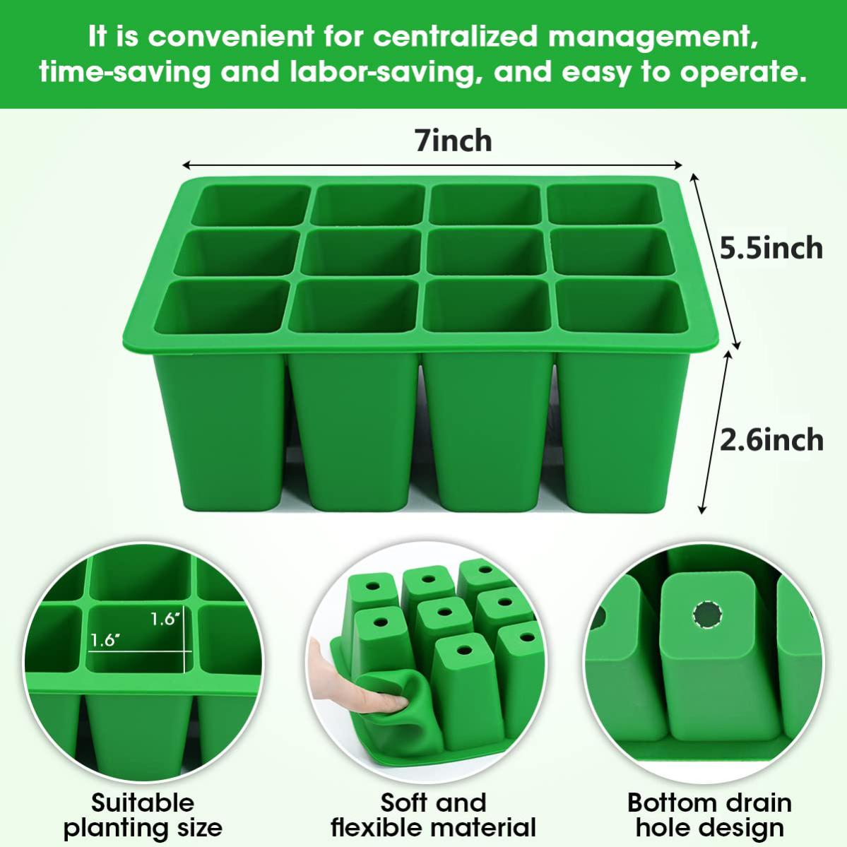 Lot De 5 Plateaux De Semis En Silicone JasCherry - Godets Pour Graines Et Propagation Plantes D'Intérieur, Trous De Drainage