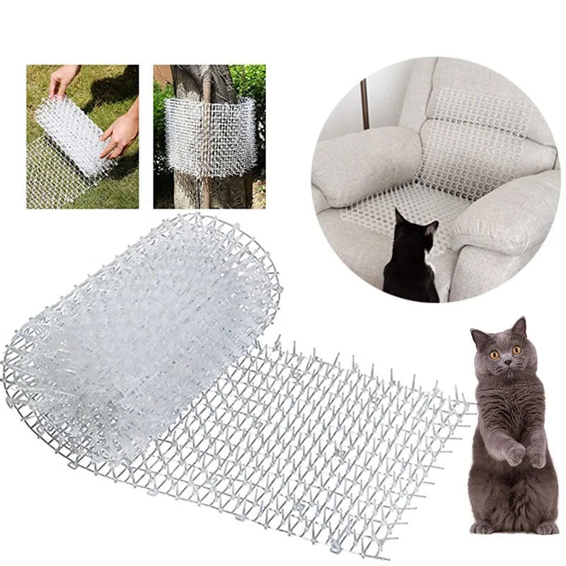 Tapis d'extérieur répulsif pour chats, tapis pour chat avec ceinture  épineuse à pointes, tapis en filet anti-chat, envoyez des clous en U  (200x28cm)