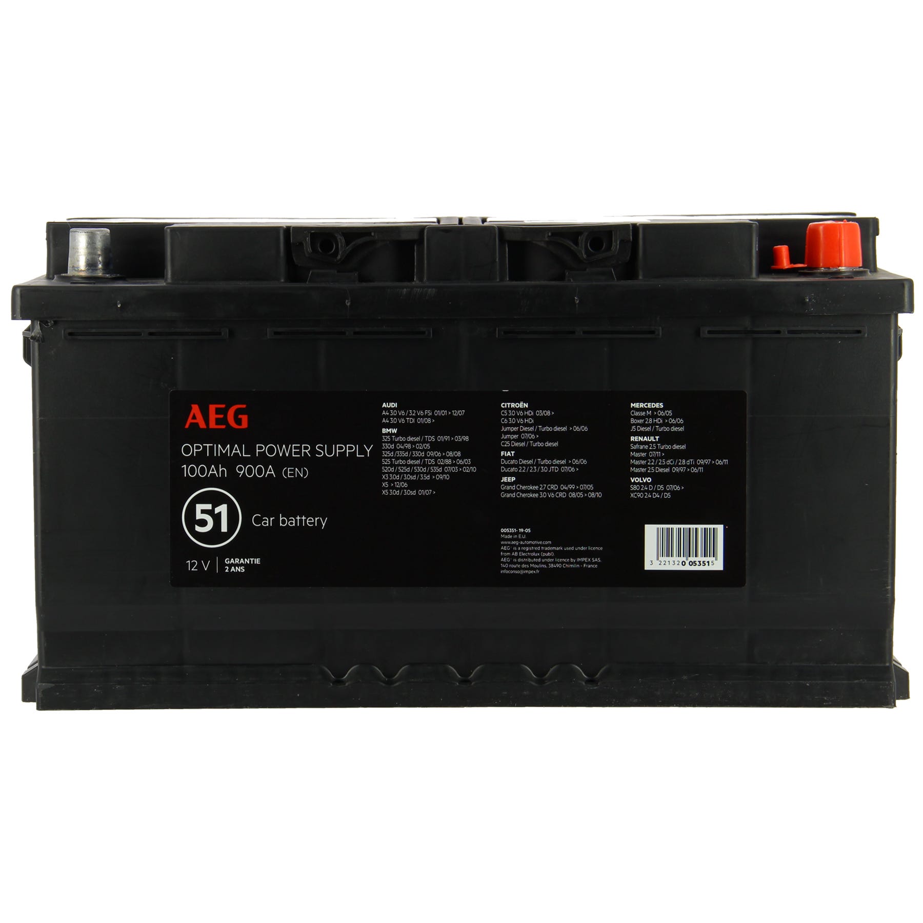 AEG batterie auto 900A 100Ah
