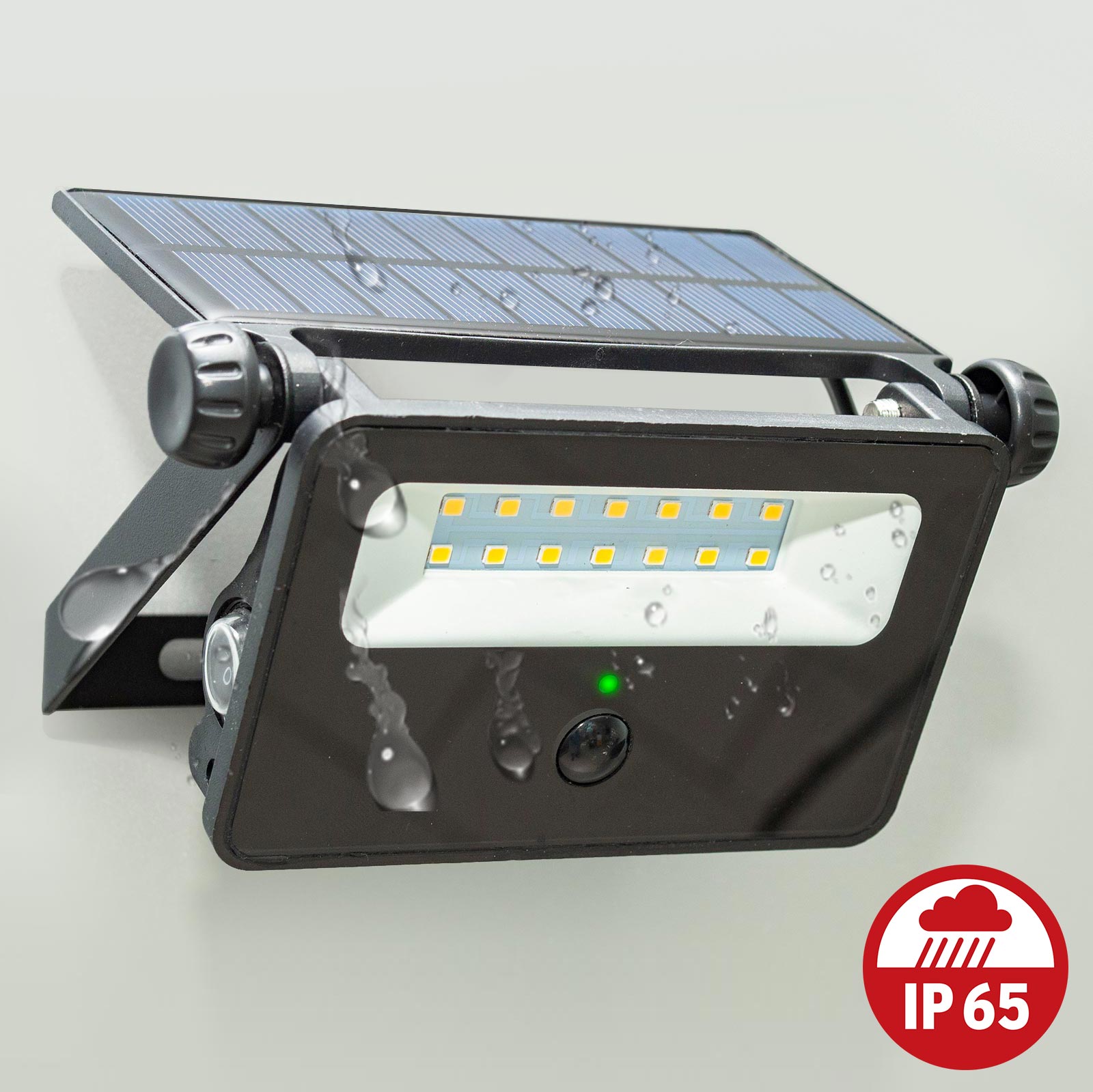 Lampada a LED solare con batteria interna, sensore crepuscolare e di  movimento
