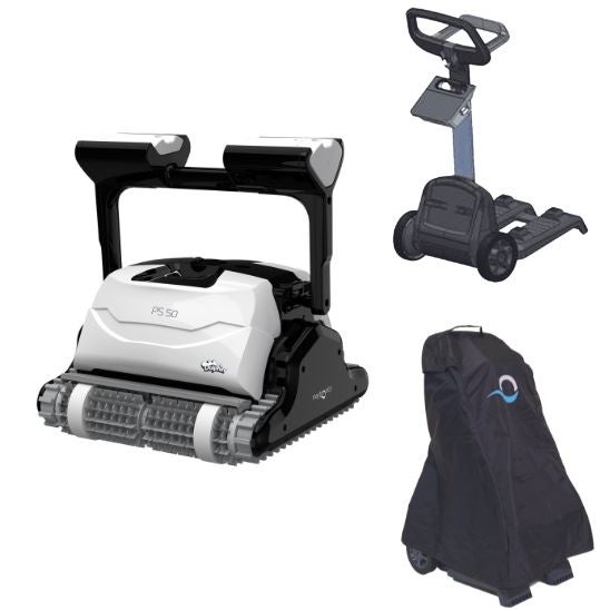 Robot per piscina Dolphin PS50 con spazzole combinate > Robot, carrello e copertura di protezione