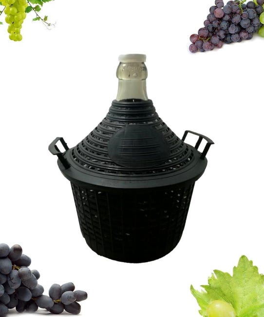 Damigiana In Vetro Da 25 Litri - Bocca Larga Con Cesto E Tappo In Plastica - Foto 5