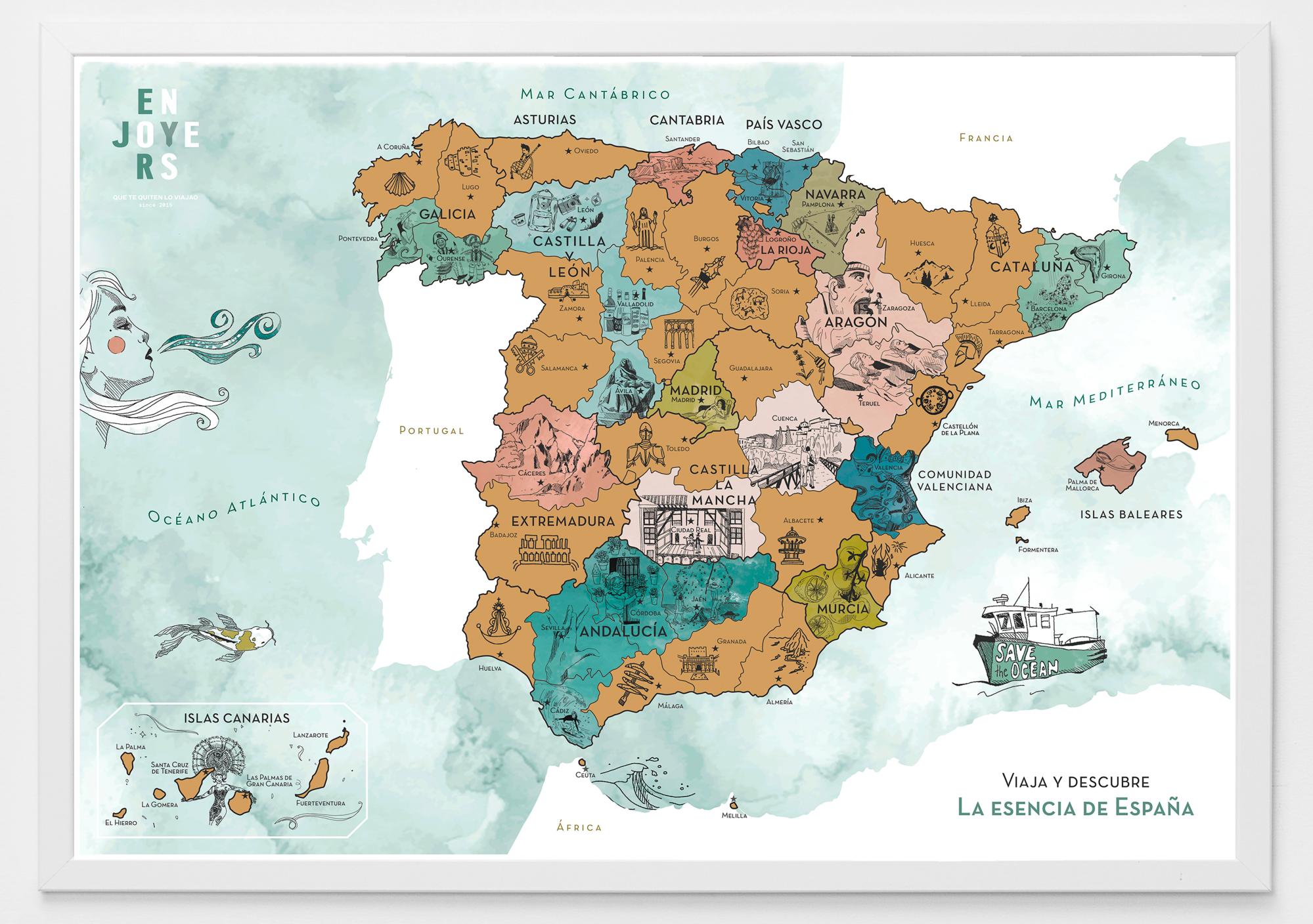 ENJOYERS - Mapa España para Rascar. Mapa Rascable La Esencia de España ...